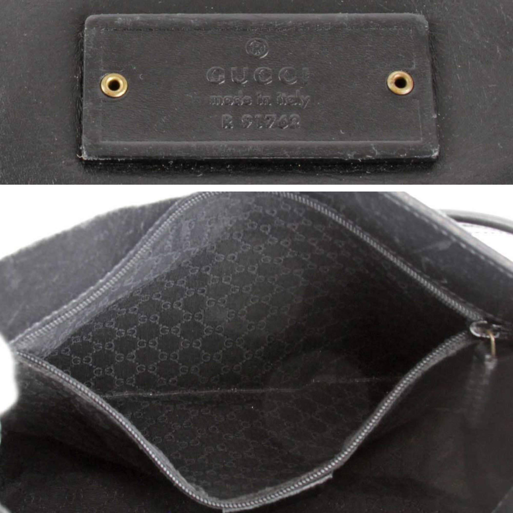 GUCCI Shoulder Bag Leather Black Ladies