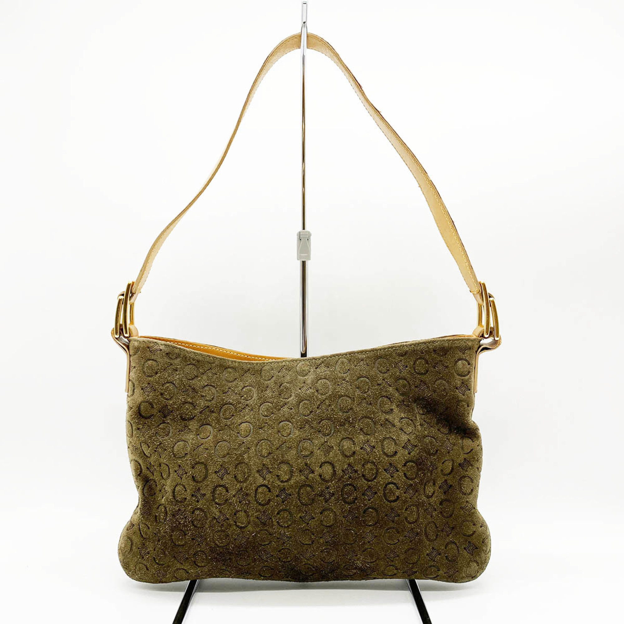 CELINE Shoulder Bag Khaki Suede Leather C Macadam MC00 2 Women's IT61OL46O11K