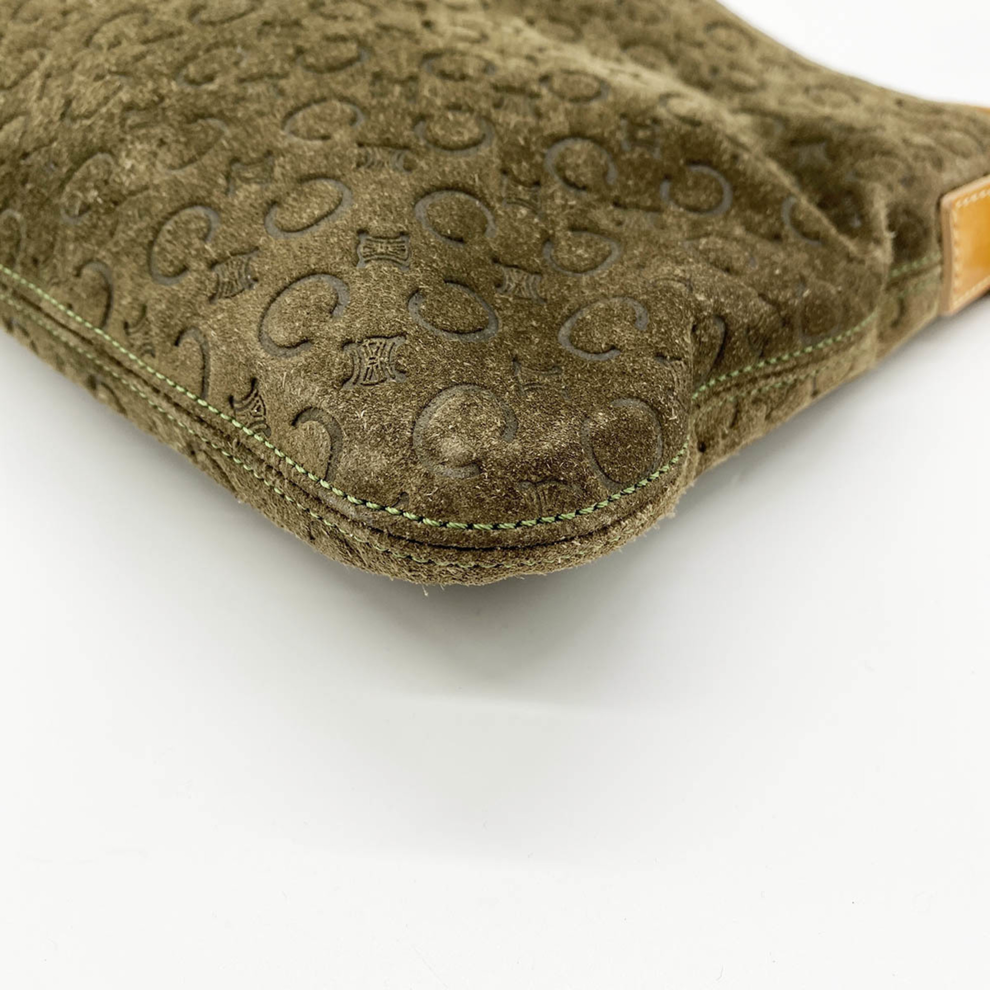 CELINE Shoulder Bag Khaki Suede Leather C Macadam MC00 2 Women's IT61OL46O11K