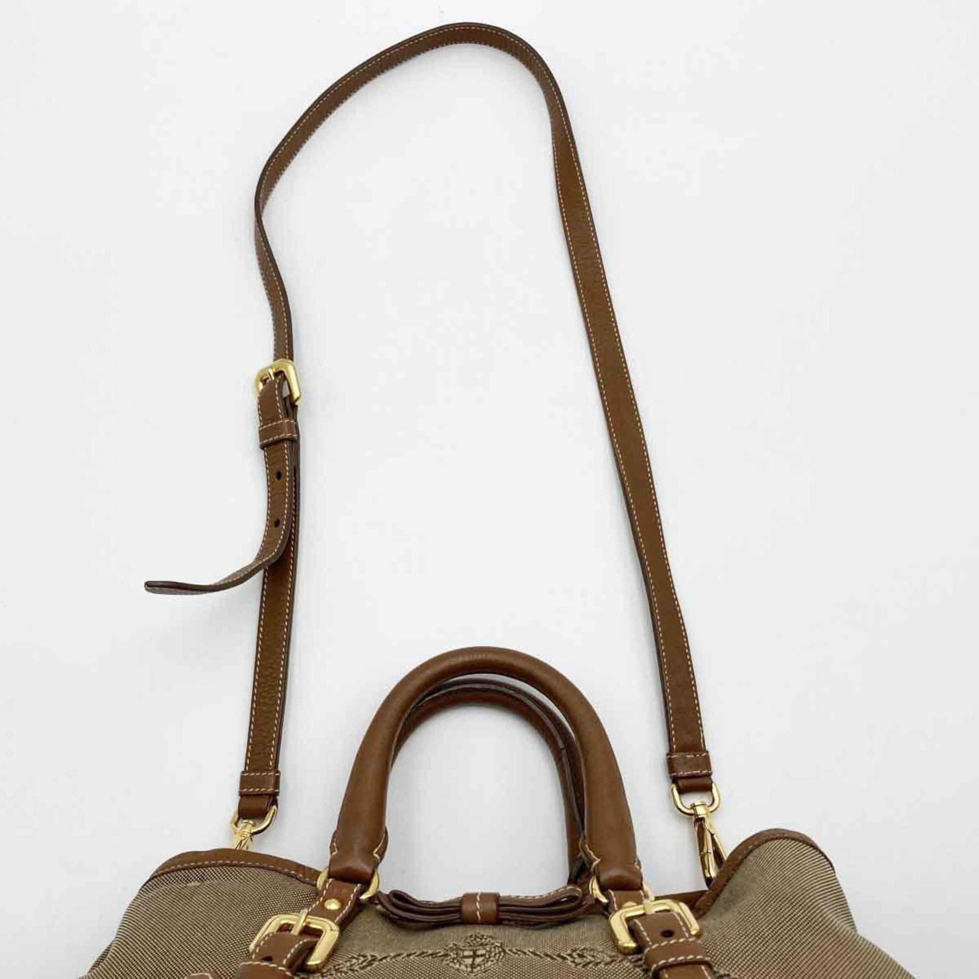 PRADA Jacquard Shoulder Bag Handbag Brown Canvas Ladies Men ITOYEITD6Q88