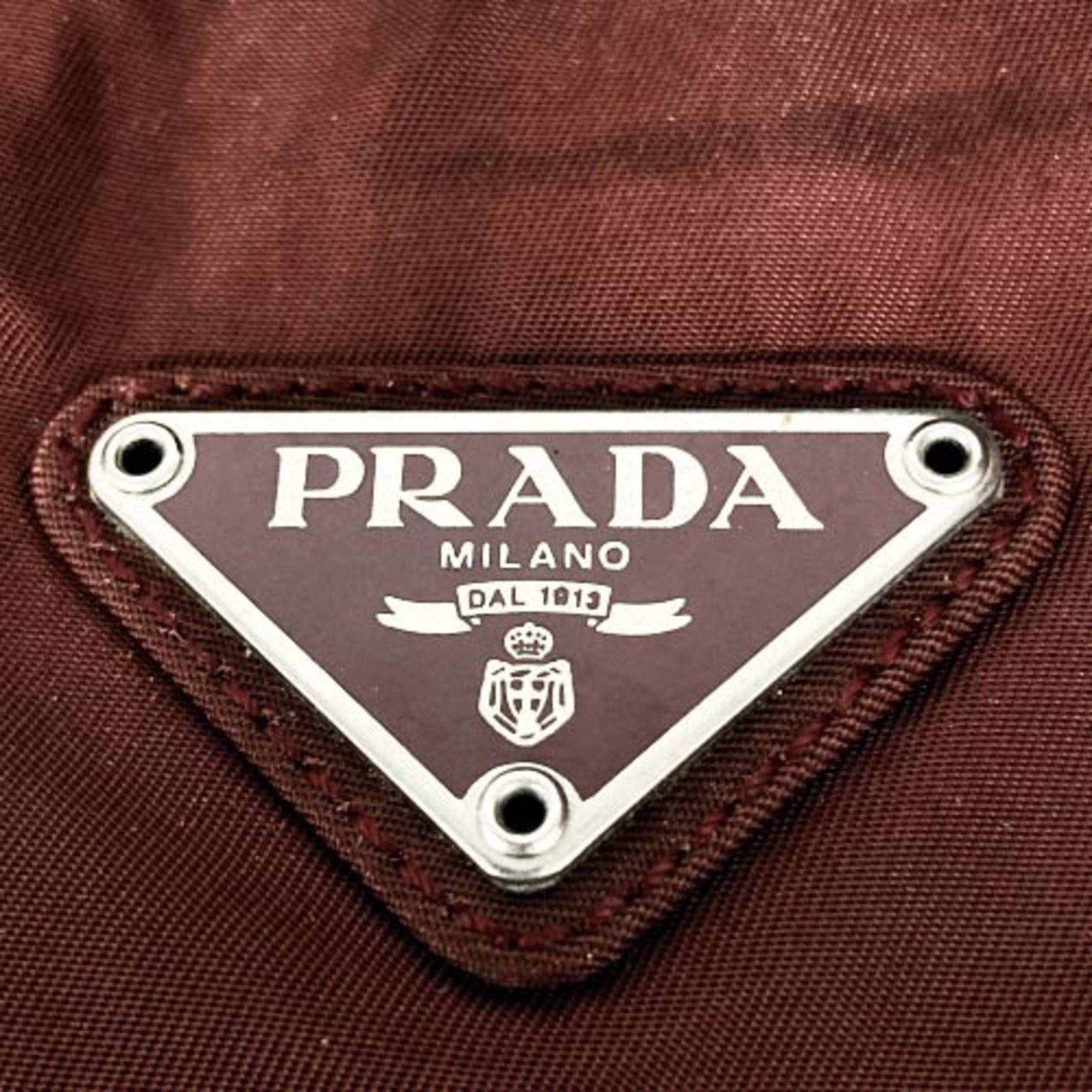 PRADA Shoulder Bag Red Bordeaux Nylon Triangular Plate Men's Women's Fashion ITHK3R9TN7LI