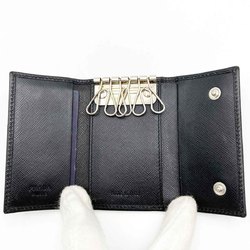 PRADA Prada Key Case Keychain 6 Row Triangle Black Leather Women's Men's Fashion Accessories ITA69BHL297K