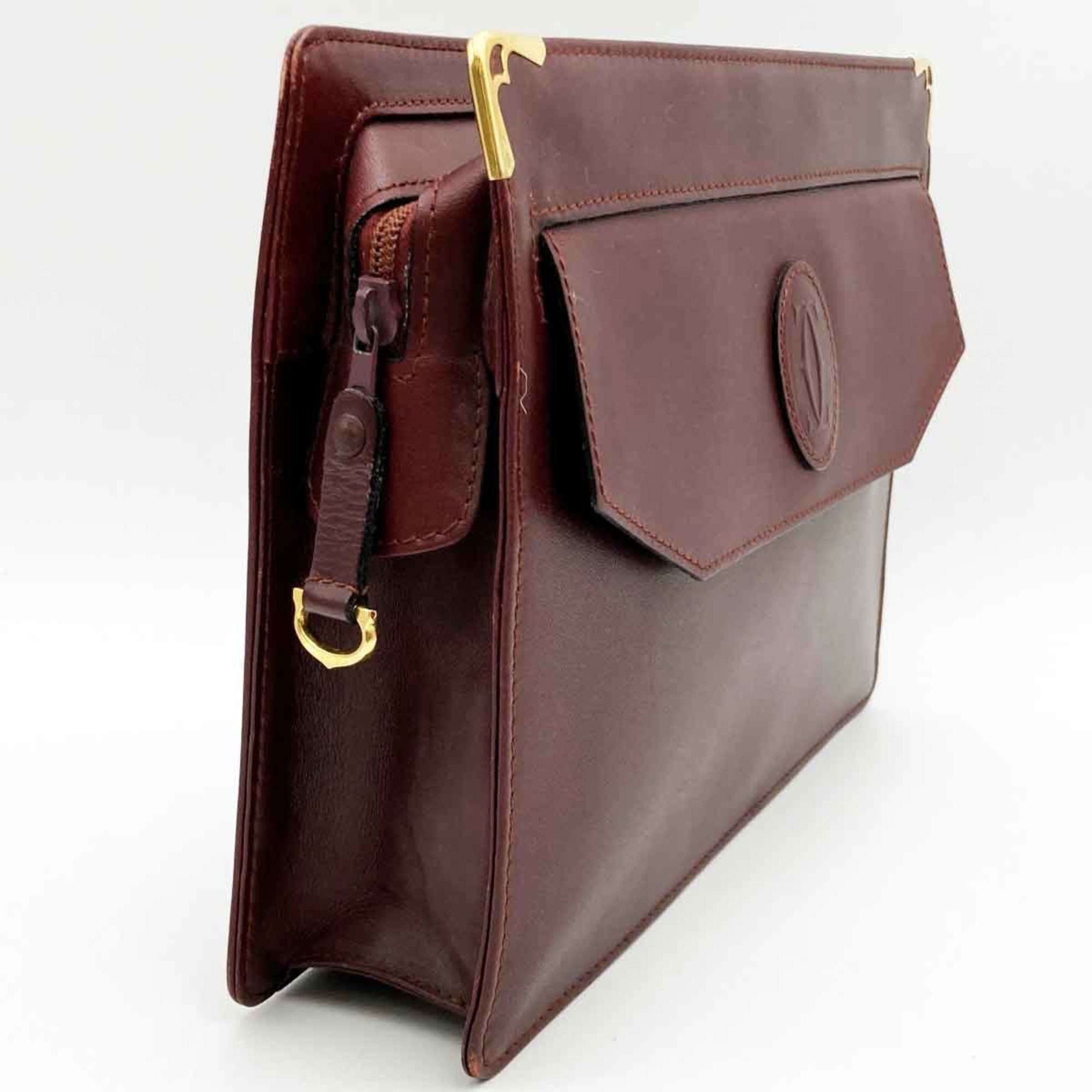 CARTIER Mustline Clutch Bag Second Pouch Bordeaux Leather Ladies Fashion IT83M6EA80UY