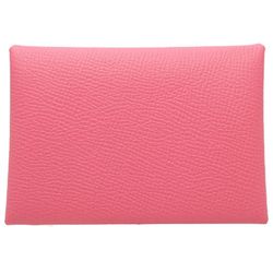 Hermes Calvi Duo Coin Case Leather Pink 083815