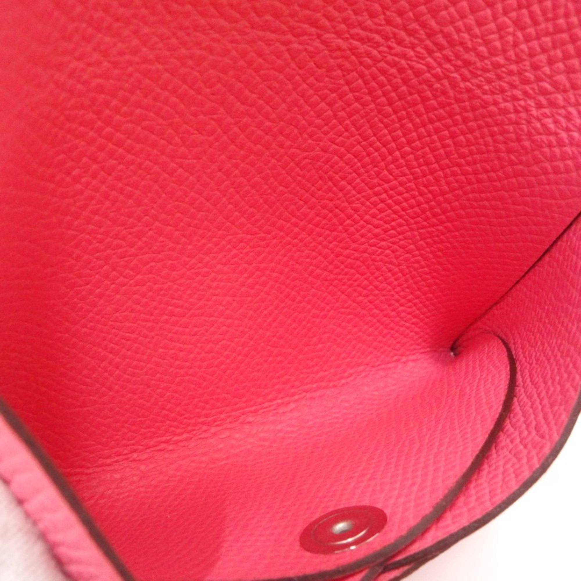 Hermes Calvi Duo Coin Case Leather Pink 083815