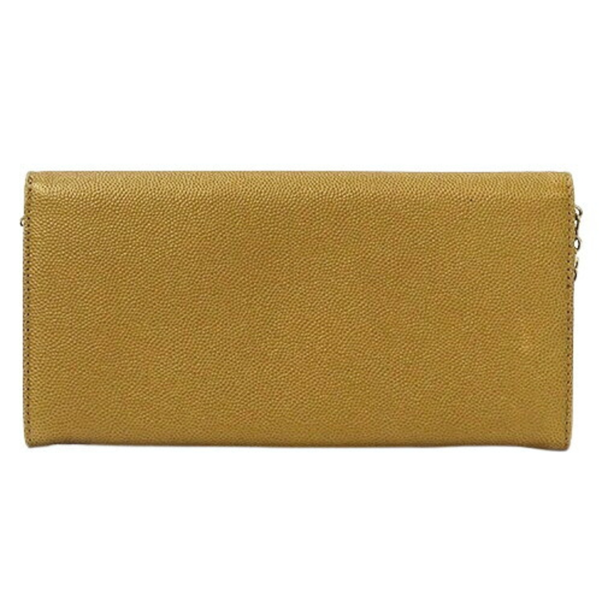 Christian Dior Dior Wallet Women's Brand Long Chain Leather Camel
