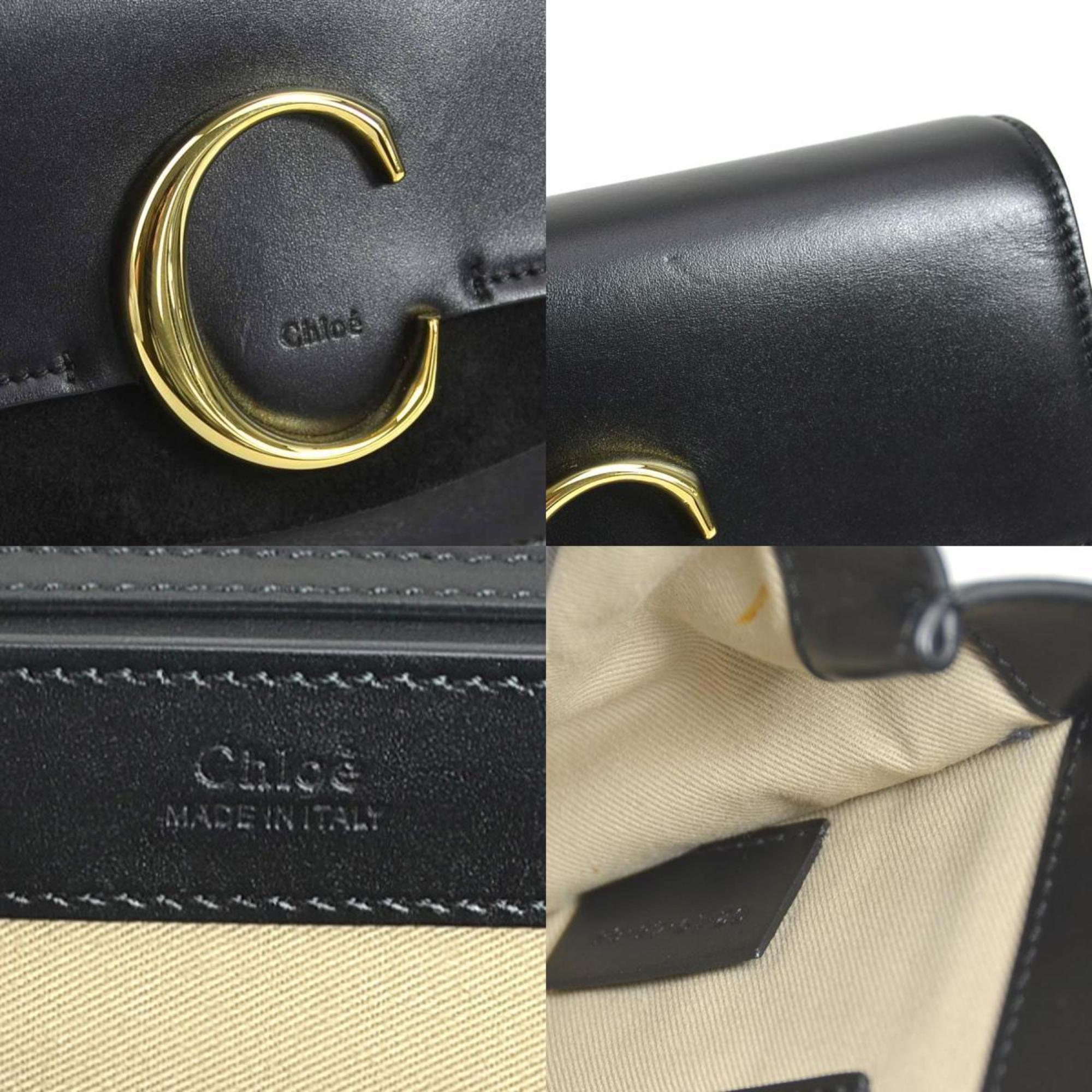 Chloé Chloe Crossbody Shoulder Bag Leather Black Women's