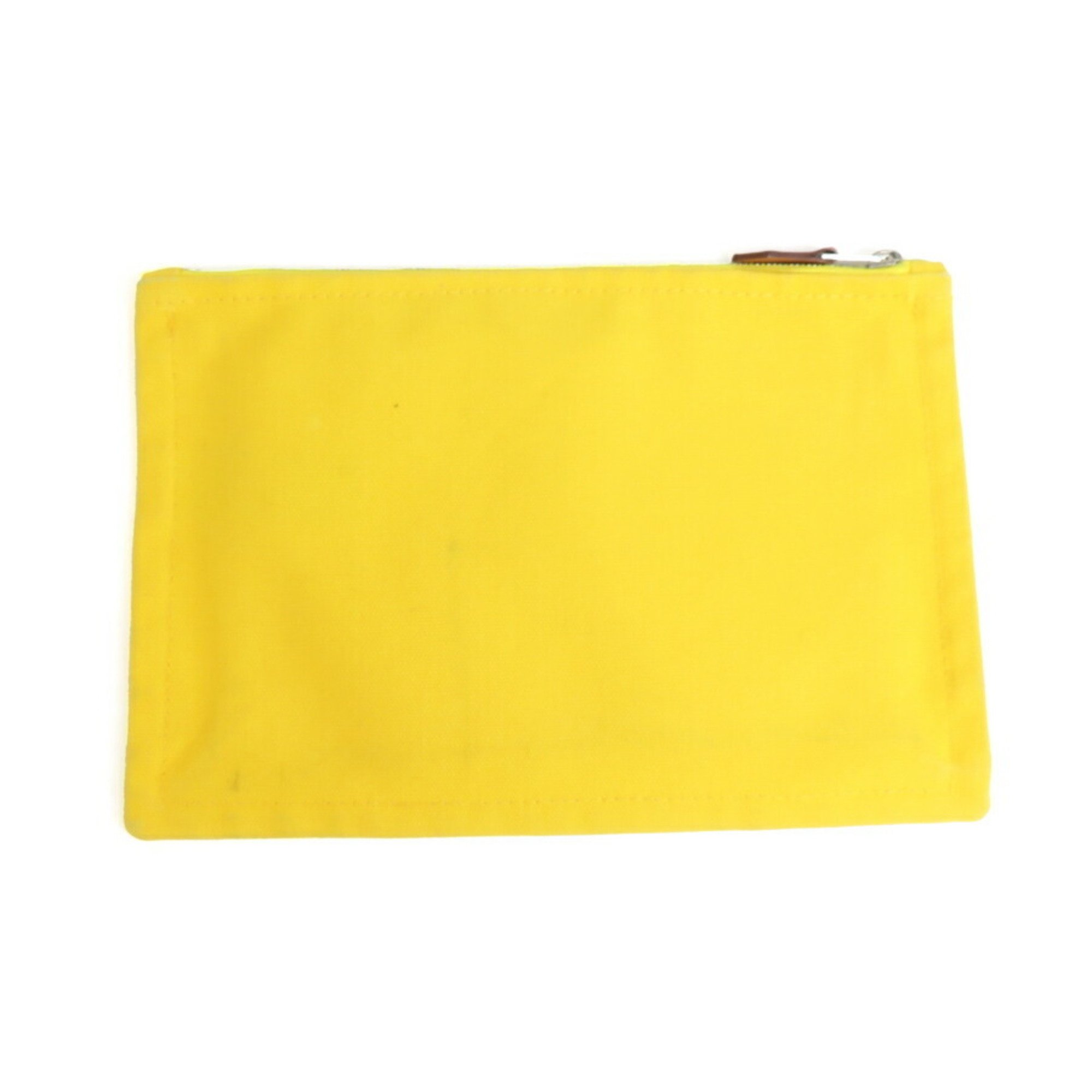 Hermes HERMES Pouch Multi Case BAIN Cotton Yellow Unisex