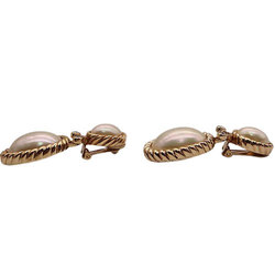 Christian Dior Dior Earrings Women's Brand Round Pearl Transparent Stone Gold