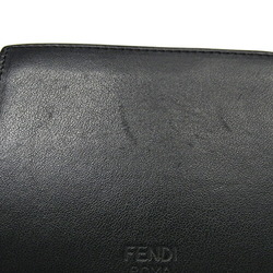 FENDI Wallet Women's Men's Brand Bifold Leather Monster Black Red 7M0169 No Coin Purse