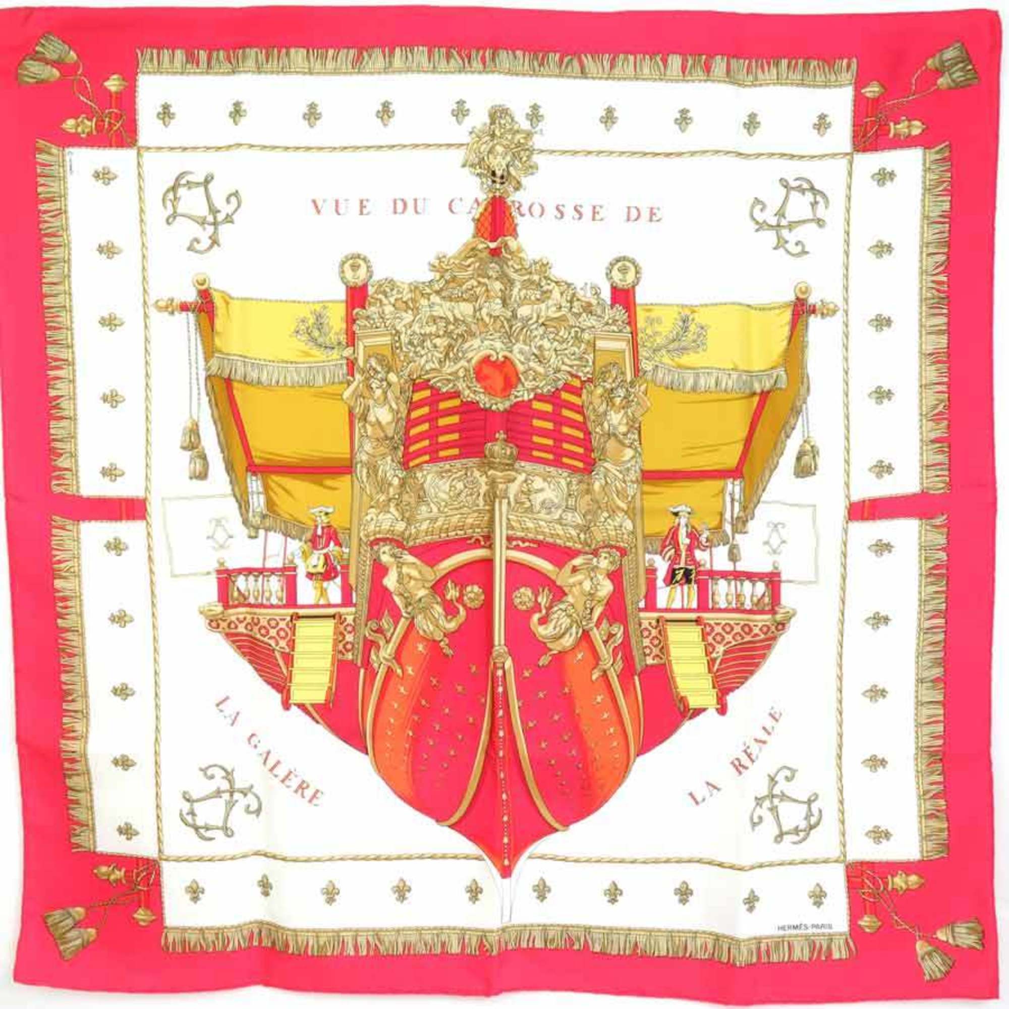 HERMES Scarf Muffler Carre90 Silk Red/Multicolor Women's