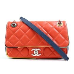 CHANEL Shoulder Bag Matelasse Leather/Metal Orange/Multicolor/Silver Ladies