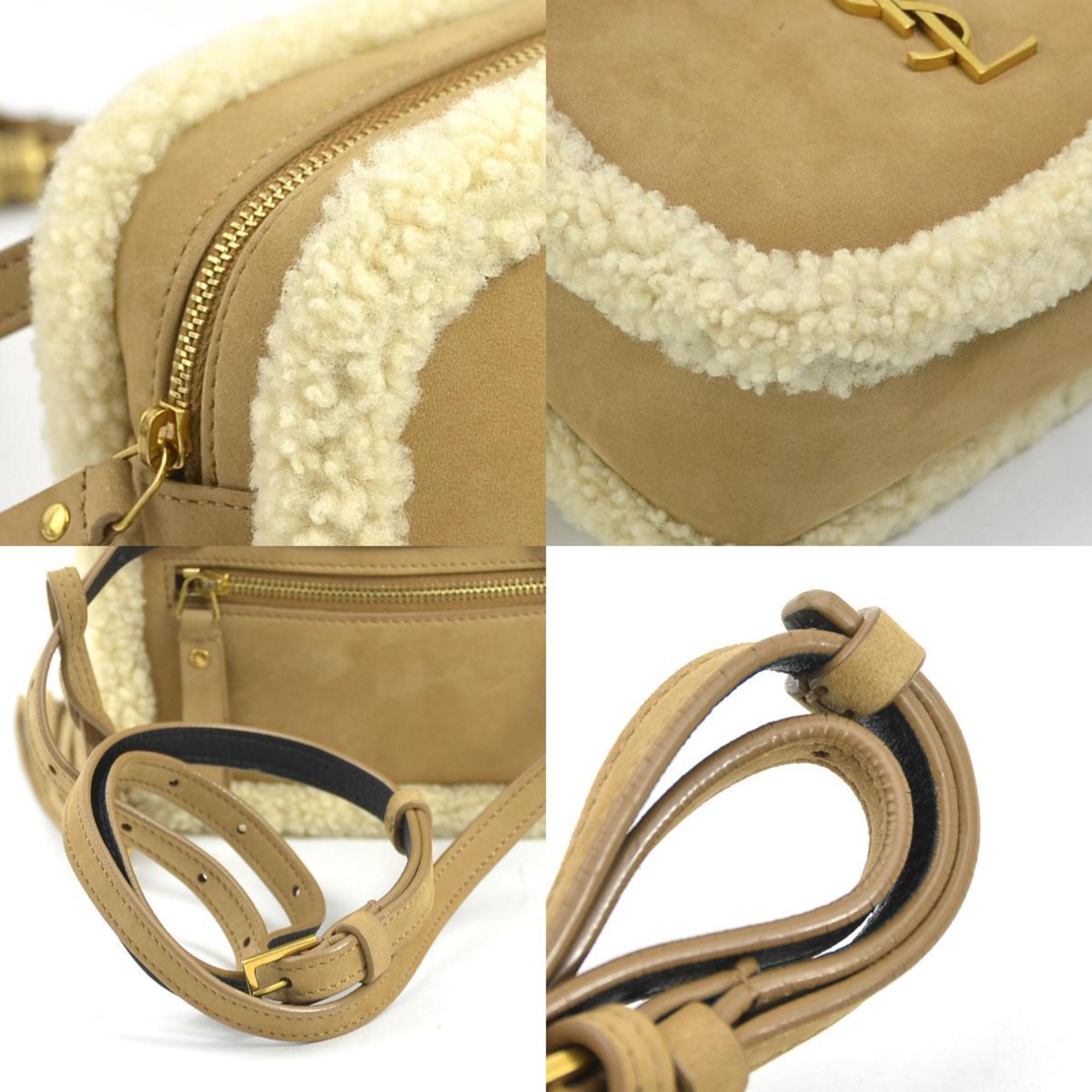 Saint Laurent SAINT LAURENT waist bag body shearling fur beige gold ladies