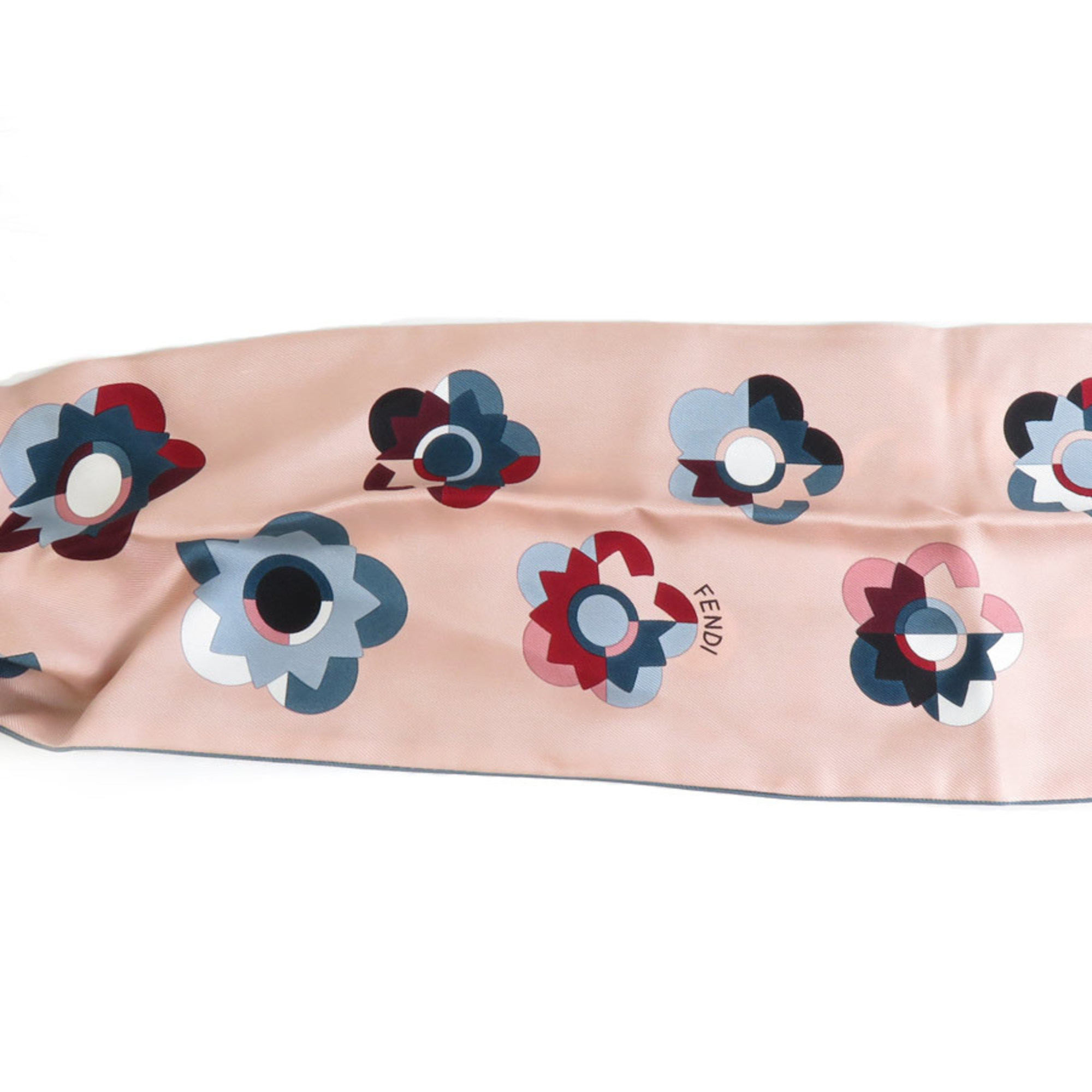 FENDI Scarf Muffler Tippet Silk/Fur Pink/Multicolor Women's