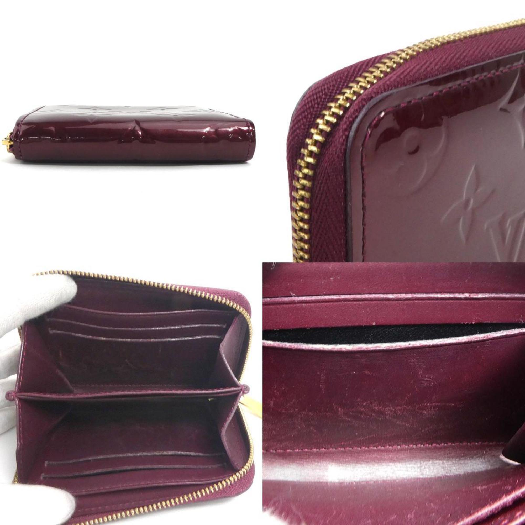 LOUIS VUITTON Coin Case Monogram Vernis Zippy Purse Patent Leather Bordeaux Gold Ladies