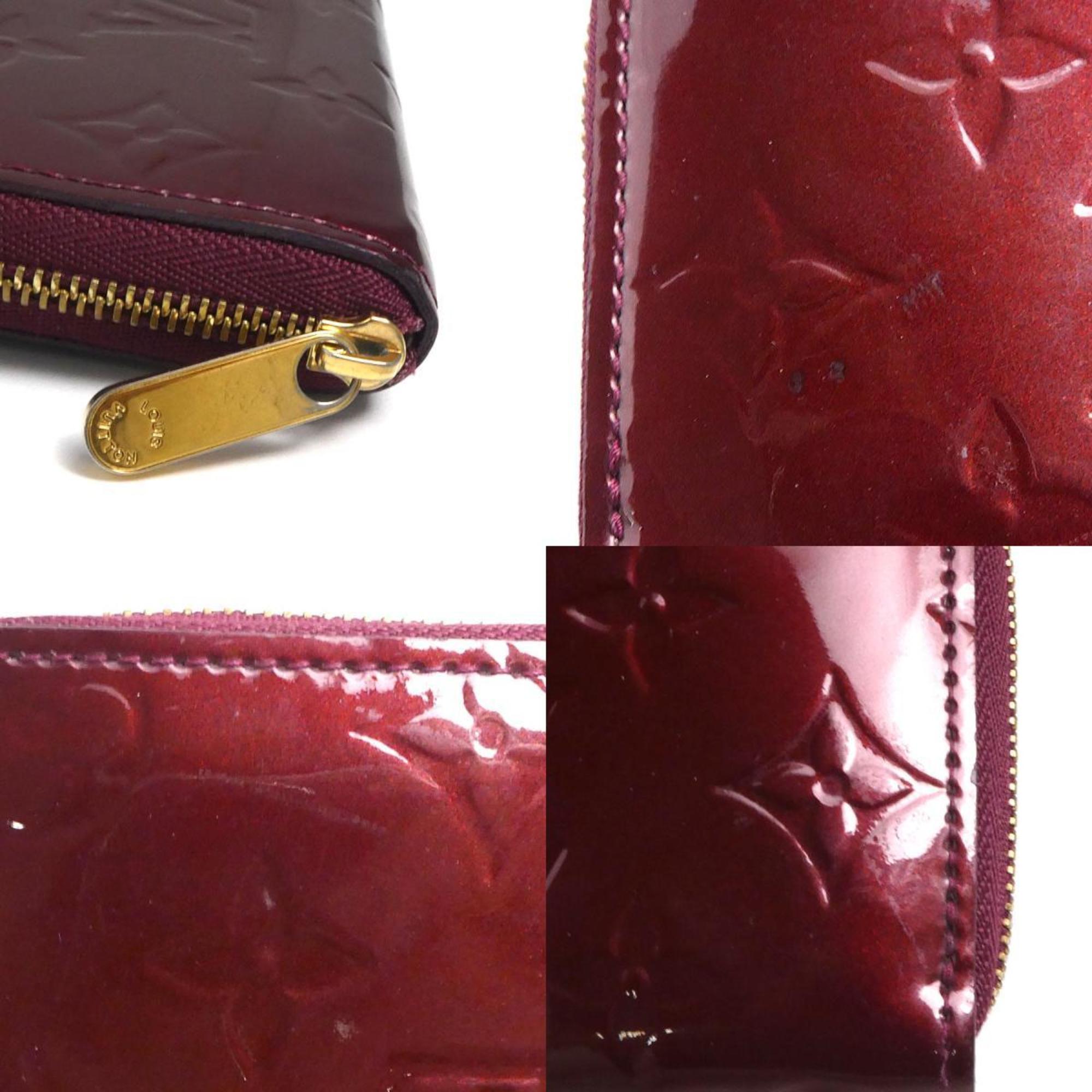 LOUIS VUITTON Coin Case Monogram Vernis Zippy Purse Patent Leather Bordeaux Gold Ladies