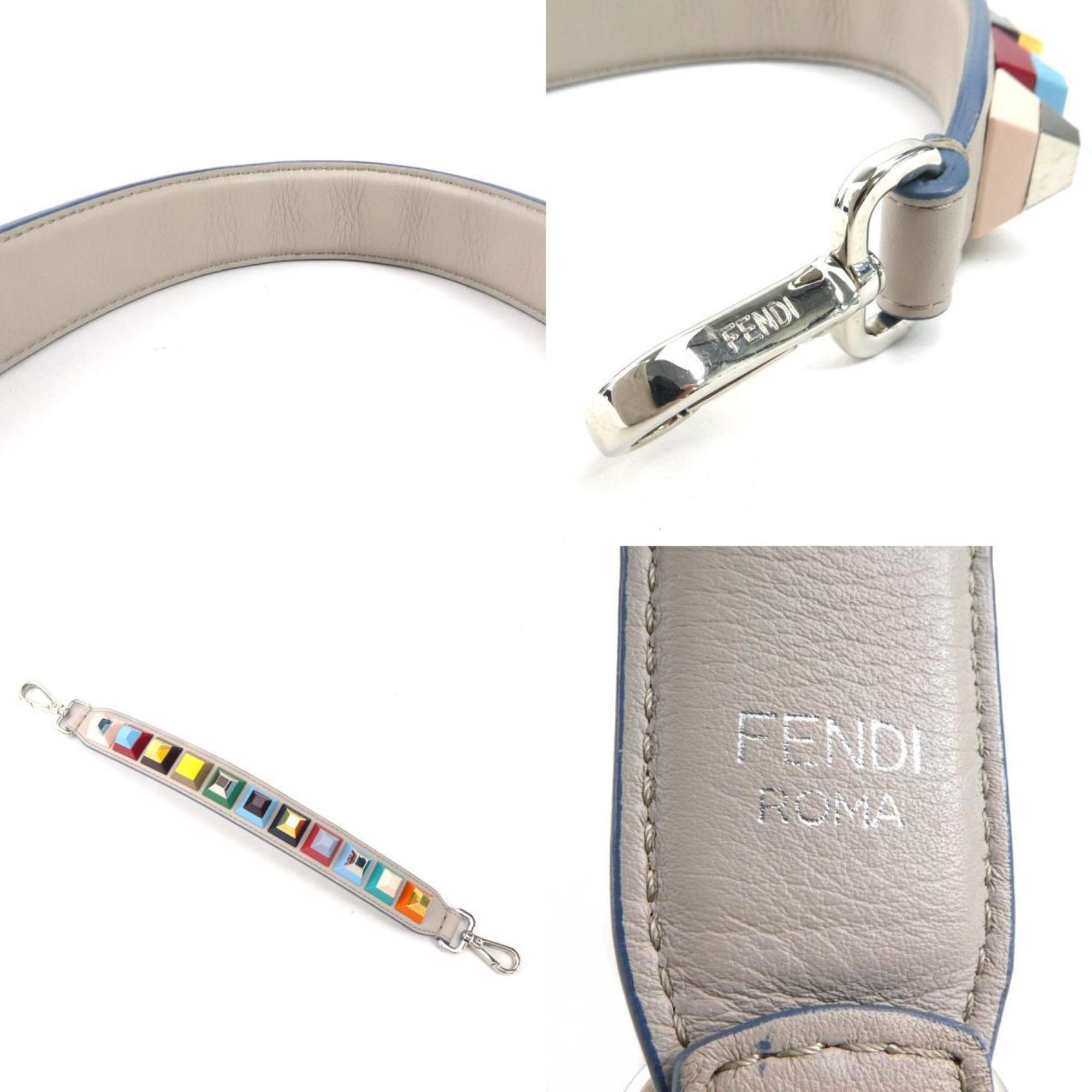 FENDI Strap Mini You Leather/Metal Light Greige/Multicolor Women's