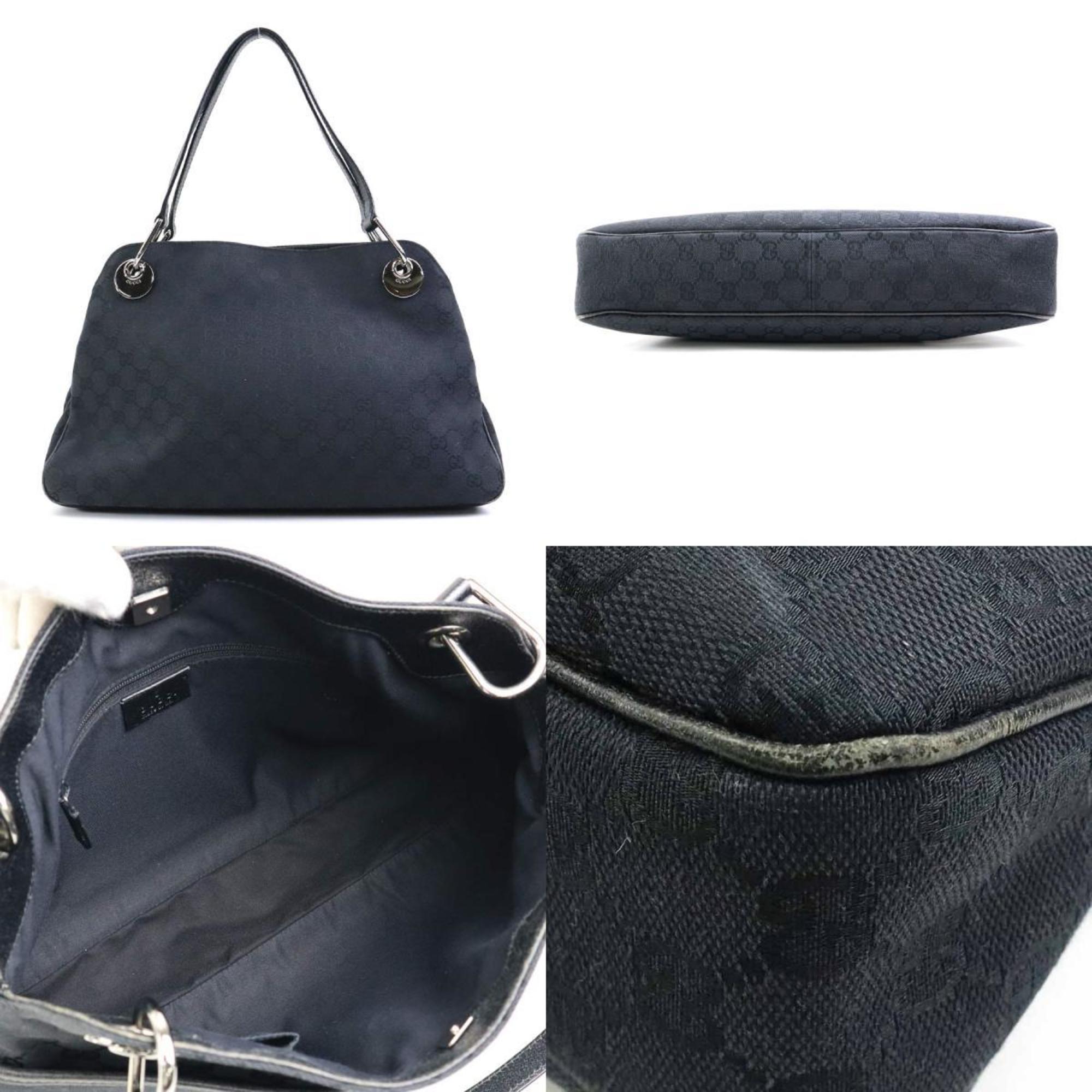 GUCCI Shoulder Bag GG Canvas/Leather Black Ladies 121023