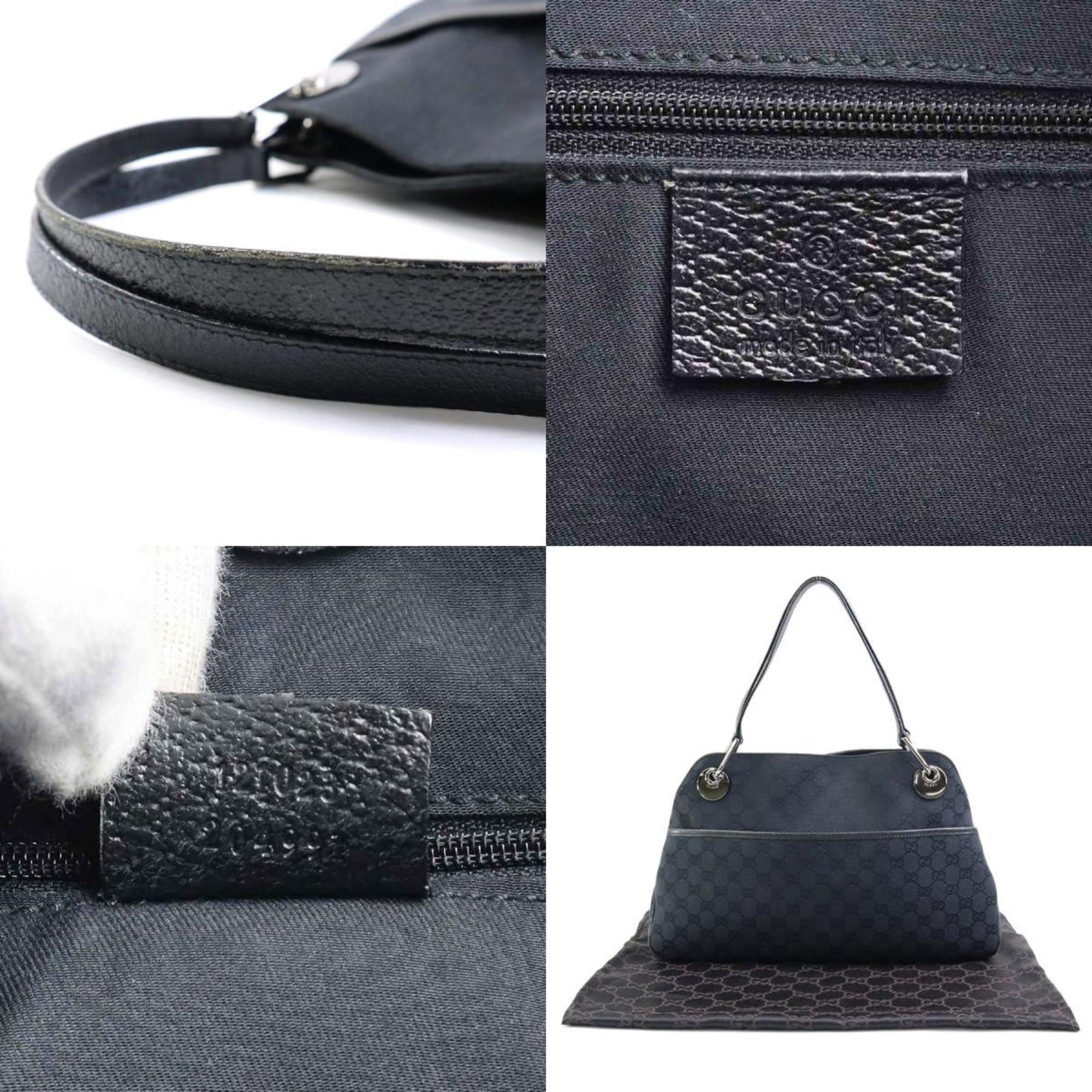 GUCCI Shoulder Bag GG Canvas/Leather Black Ladies 121023