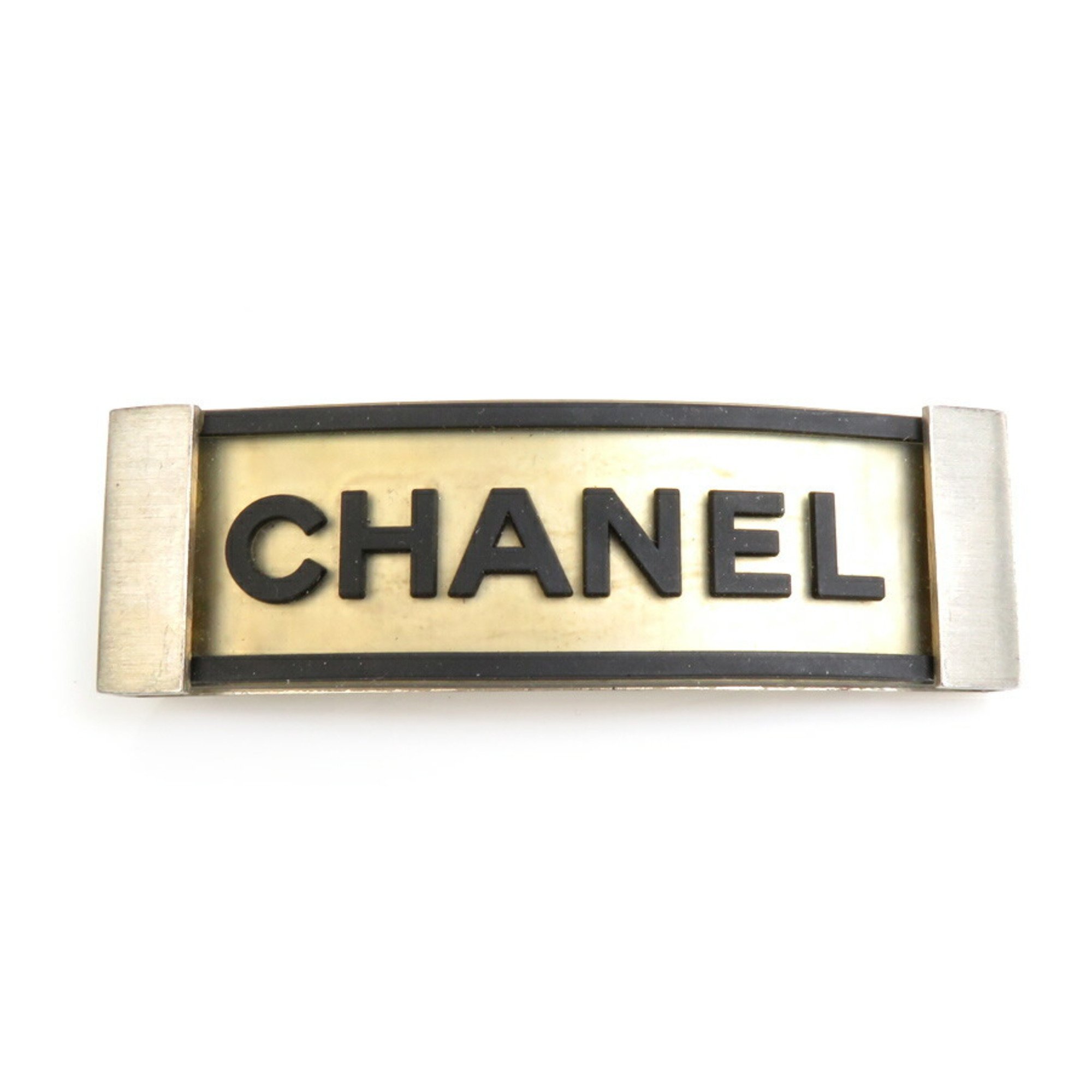 CHANEL Valletta Logo Metal/Rubber Silver/Black Ladies