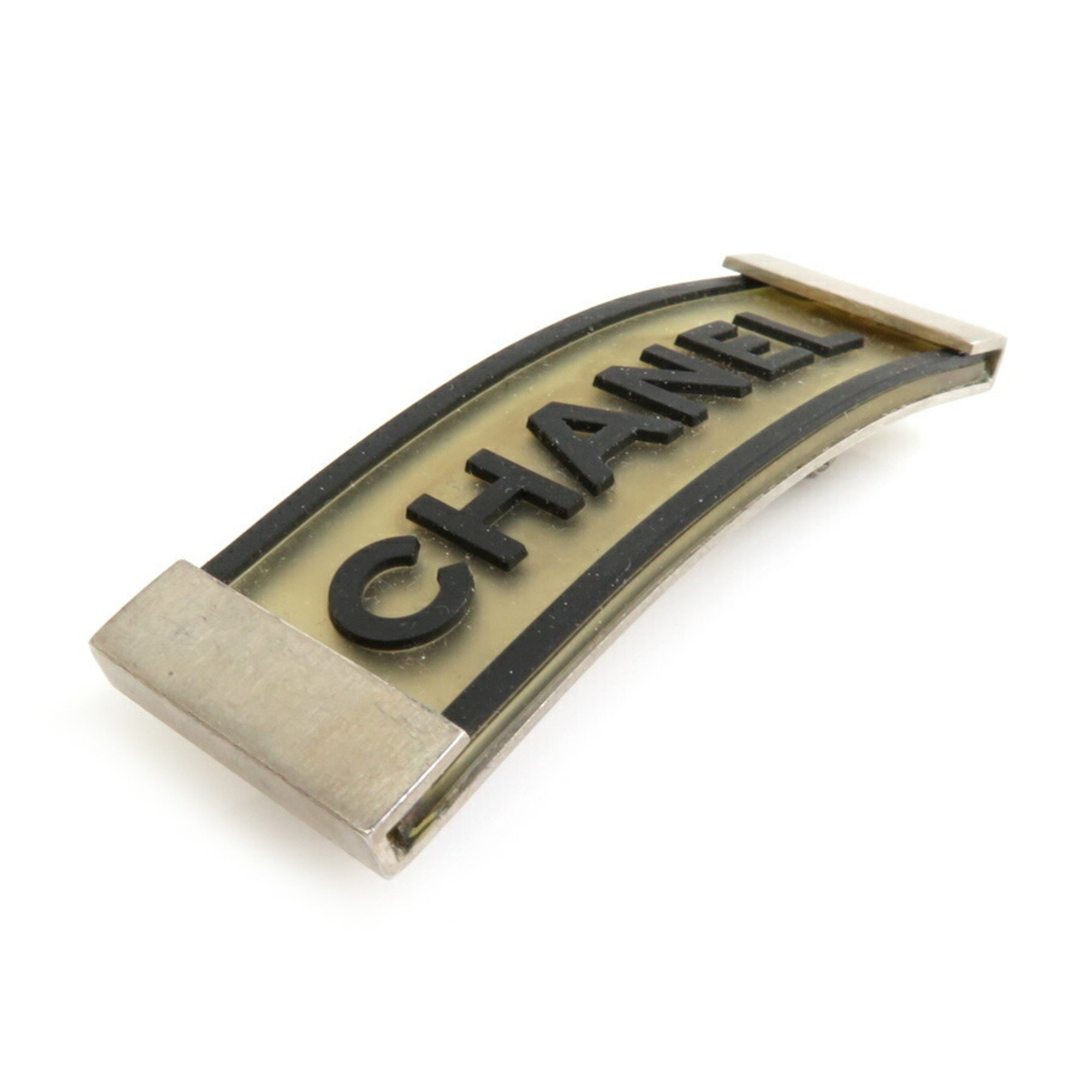 CHANEL Valletta Logo Metal/Rubber Silver/Black Ladies