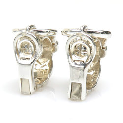HERMES Earrings Bookle Serie Silver 925 Women's
