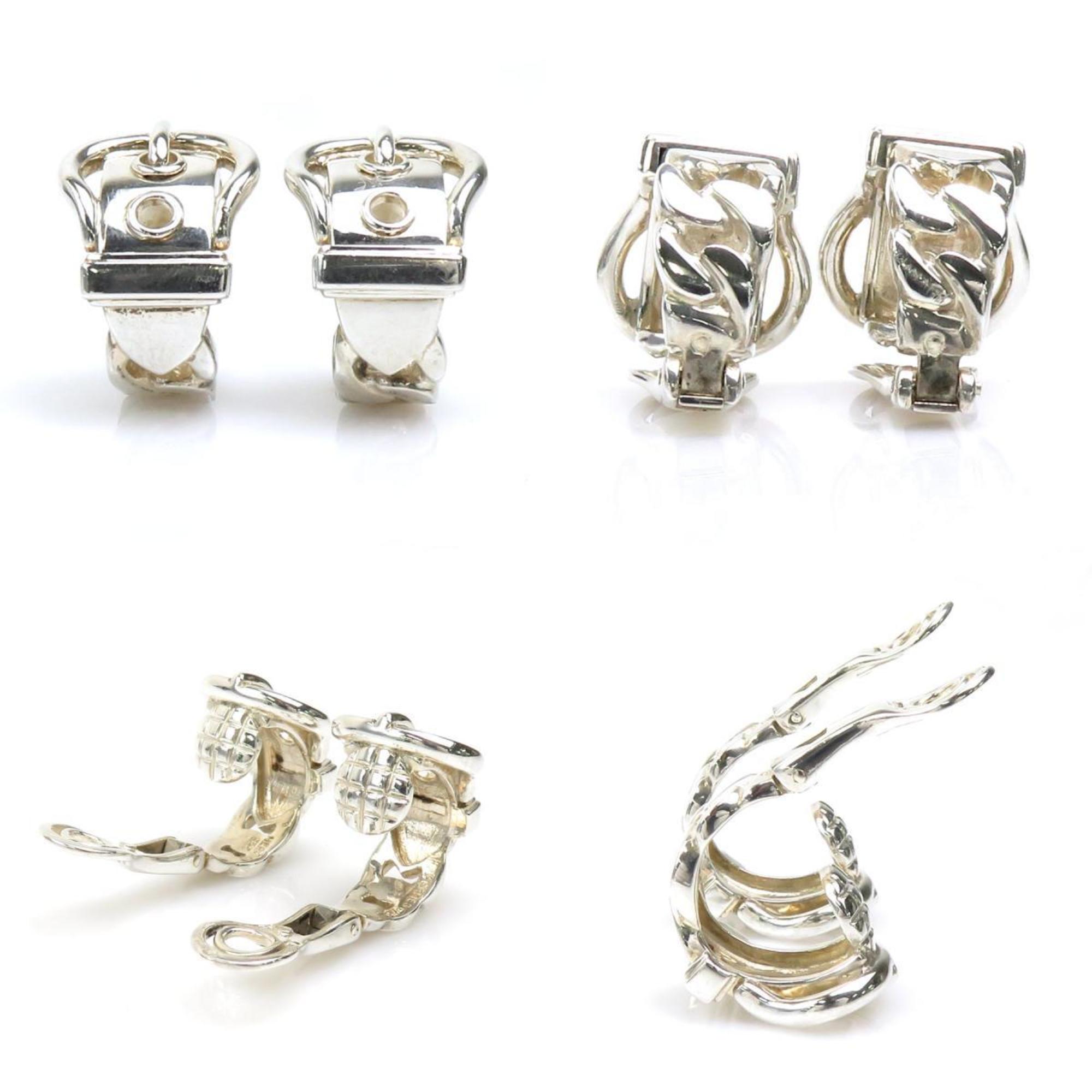 HERMES Earrings Bookle Serie Silver 925 Women's