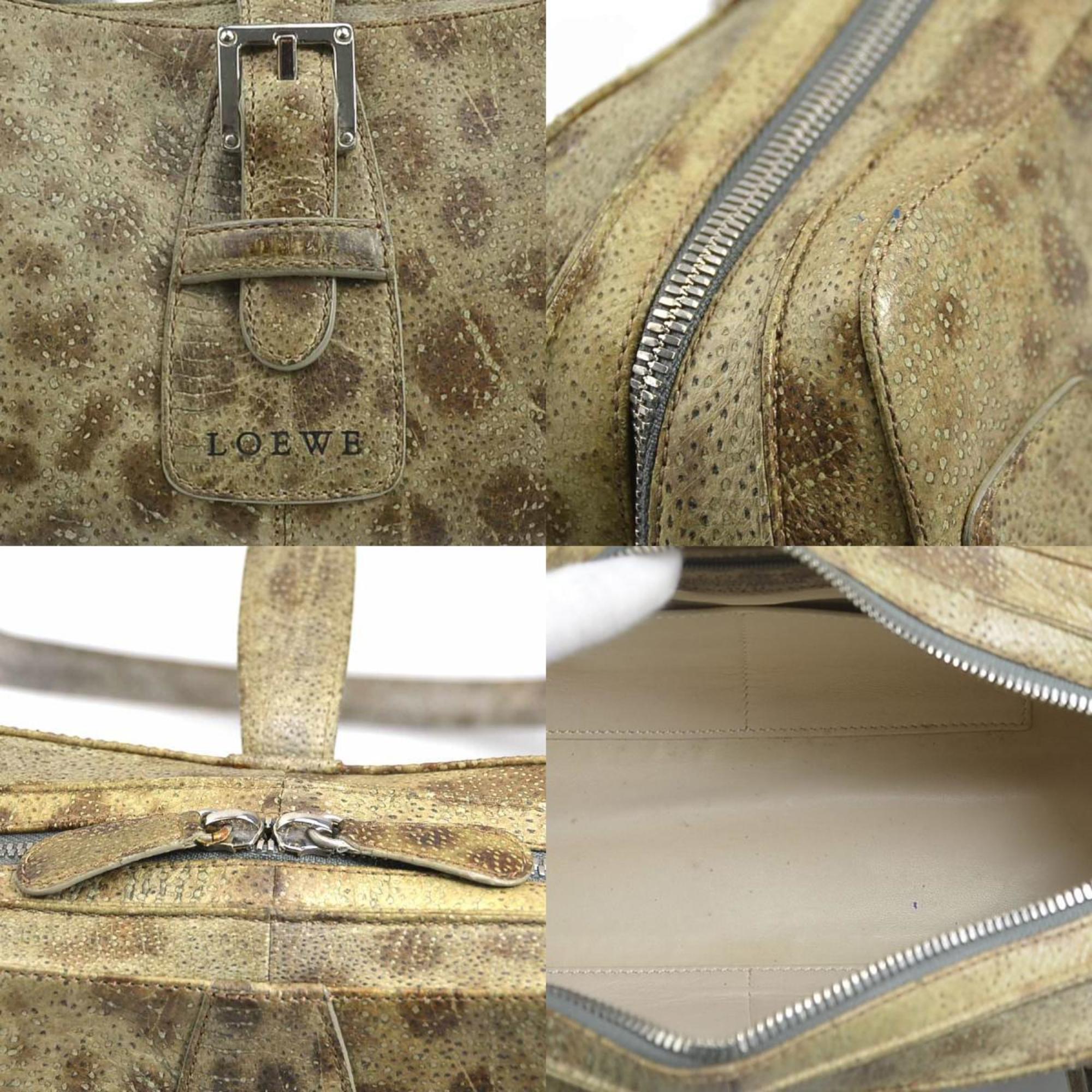 LOEWE Handbag Senda Leather Beige/Brown/Gray Silver Ladies