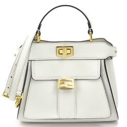 FENDI Handbag Crossbody Shoulder Bag Mini Peekaboo Leather White Gold Ladies 8BN244-AMCX