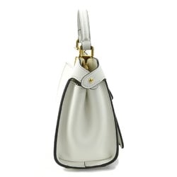 FENDI Handbag Crossbody Shoulder Bag Mini Peekaboo Leather White Gold Ladies 8BN244-AMCX