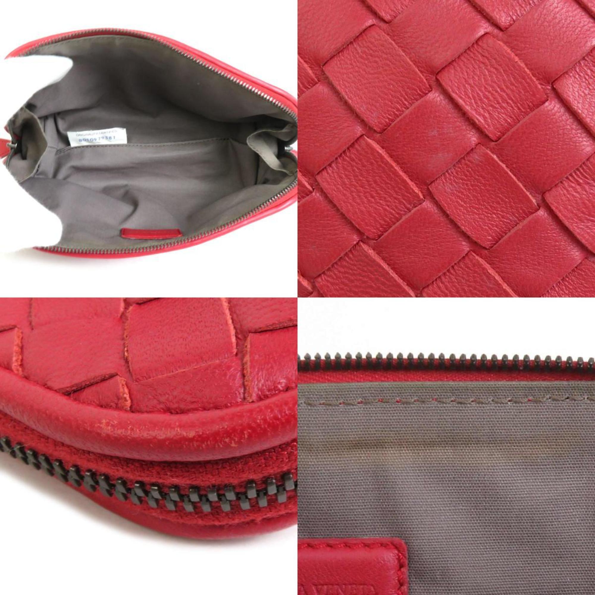 Bottega Veneta BOTTEGA VENETA Pouch Multi Case Intrecciato Leather Dark Red Unisex