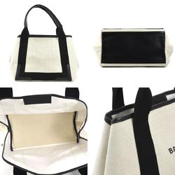 BALENCIAGA Handbag Tote Bag Navy Cabas S Canvas/Leather Ivory/Black Ladies