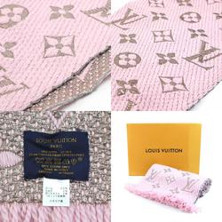 LOUIS VUITTON Muffler Escharp Logomania Shine Wool/Silk Pink x Silver Women's M70466