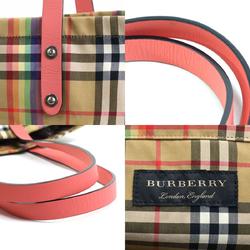 BURBERRY Shoulder Bag Tote Cotton/Leather Pink x Beige Unisex