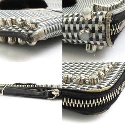 FENDI Clutch Bag Leather/Metal/Fur Black x White Gray Unisex 8M0370-OYF