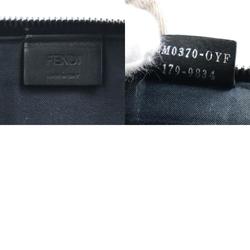 FENDI Clutch Bag Leather/Metal/Fur Black x White Gray Unisex 8M0370-OYF