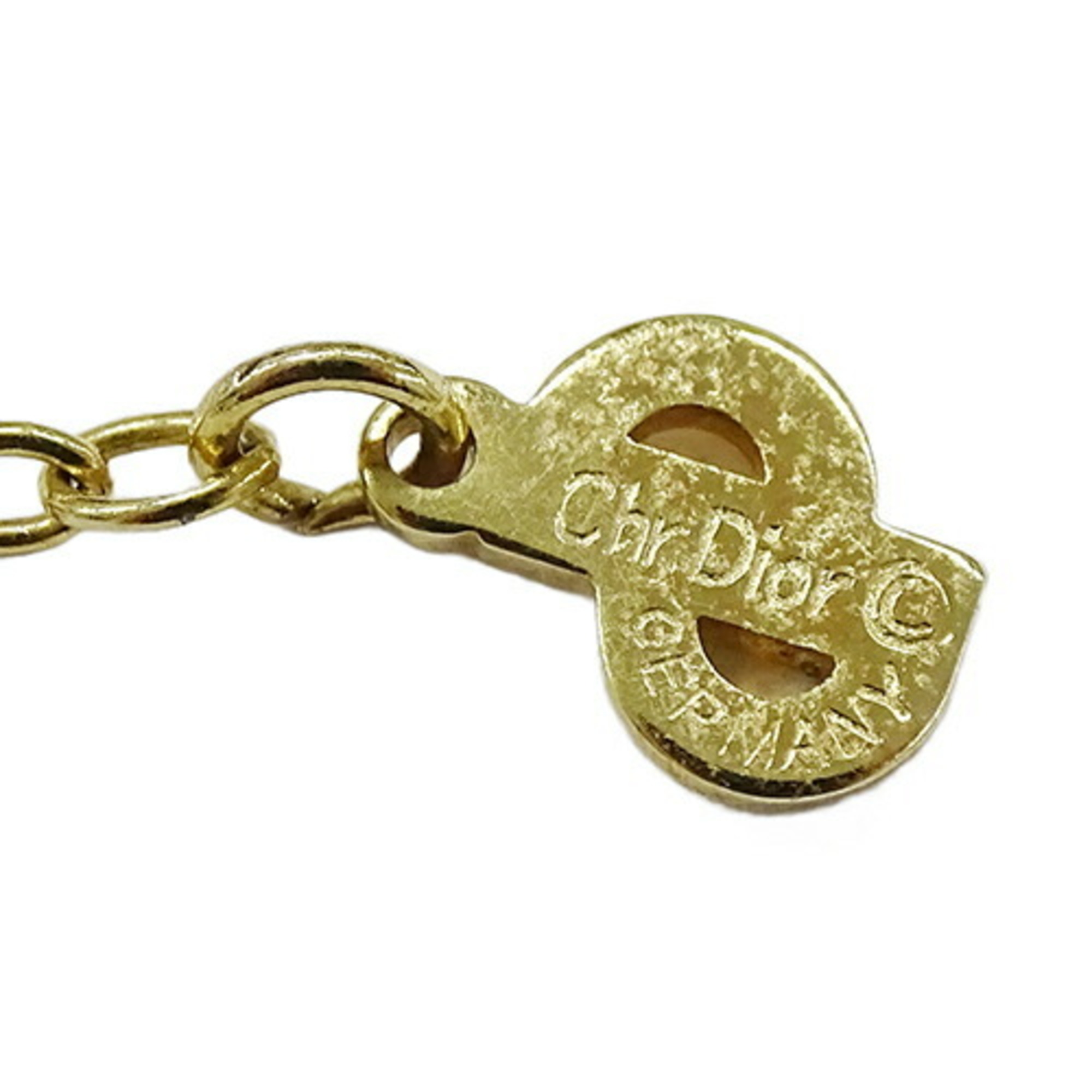 Christian Dior Necklace Women's Brand GP Rhinestone Gold CD Logo