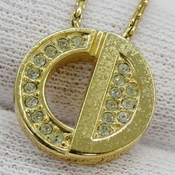 Christian Dior Necklace Women's Brand GP Rhinestone Gold CD Logo