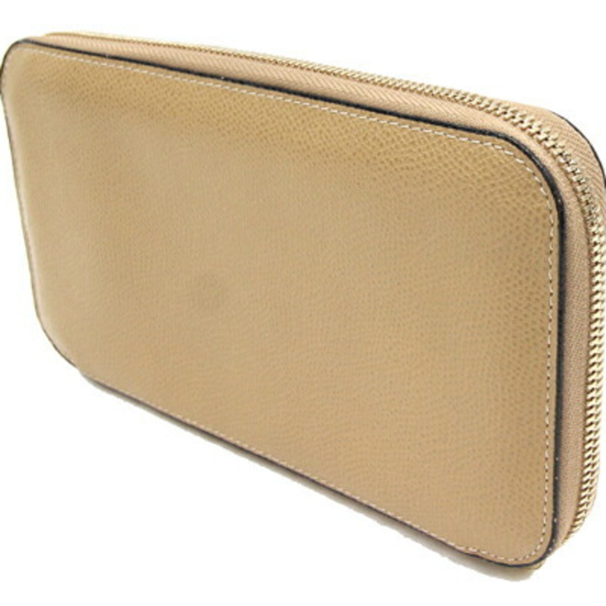 Valextra Round Long Wallet Zip 12 Card V9L06-029 Beige Leather Passport Storage Ladies Men