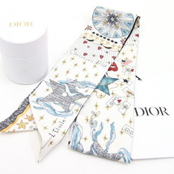 Christian Dior Dior Scarf Muffler Mitza 76MTA106I640 White Multicolor 100% Silk Star Tarot Ribbon Bag Charm Women's