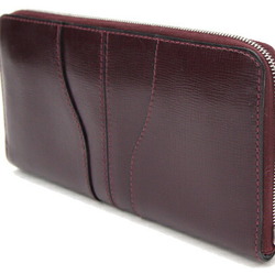 Valextra Round Long Wallet Bordeaux Leather Red Women's