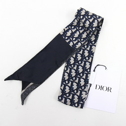 Christian Dior Dior Scarf Muffler Oplique Mitza 15DOB106I600 Navy Beige 100% Silk Ribbon Bag Charm Women's