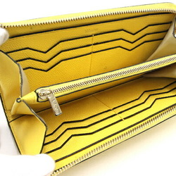 Valextra L-shaped long wallet L zipper purse V9L24-028 Yellow Leather Women's