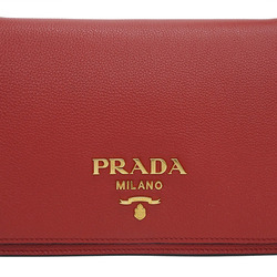 Prada Leather Flap Shoulder Bag 1BD102 Clutch Red Ladies Pochette PRADA