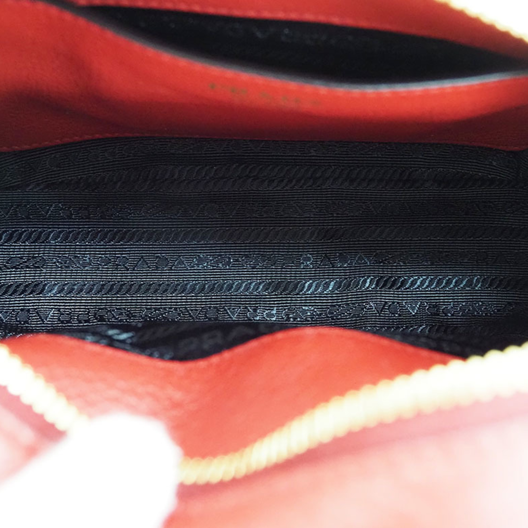 Prada Leather Shoulder Bag 1BH130 Clutch Red Ladies Pochette PRADA
