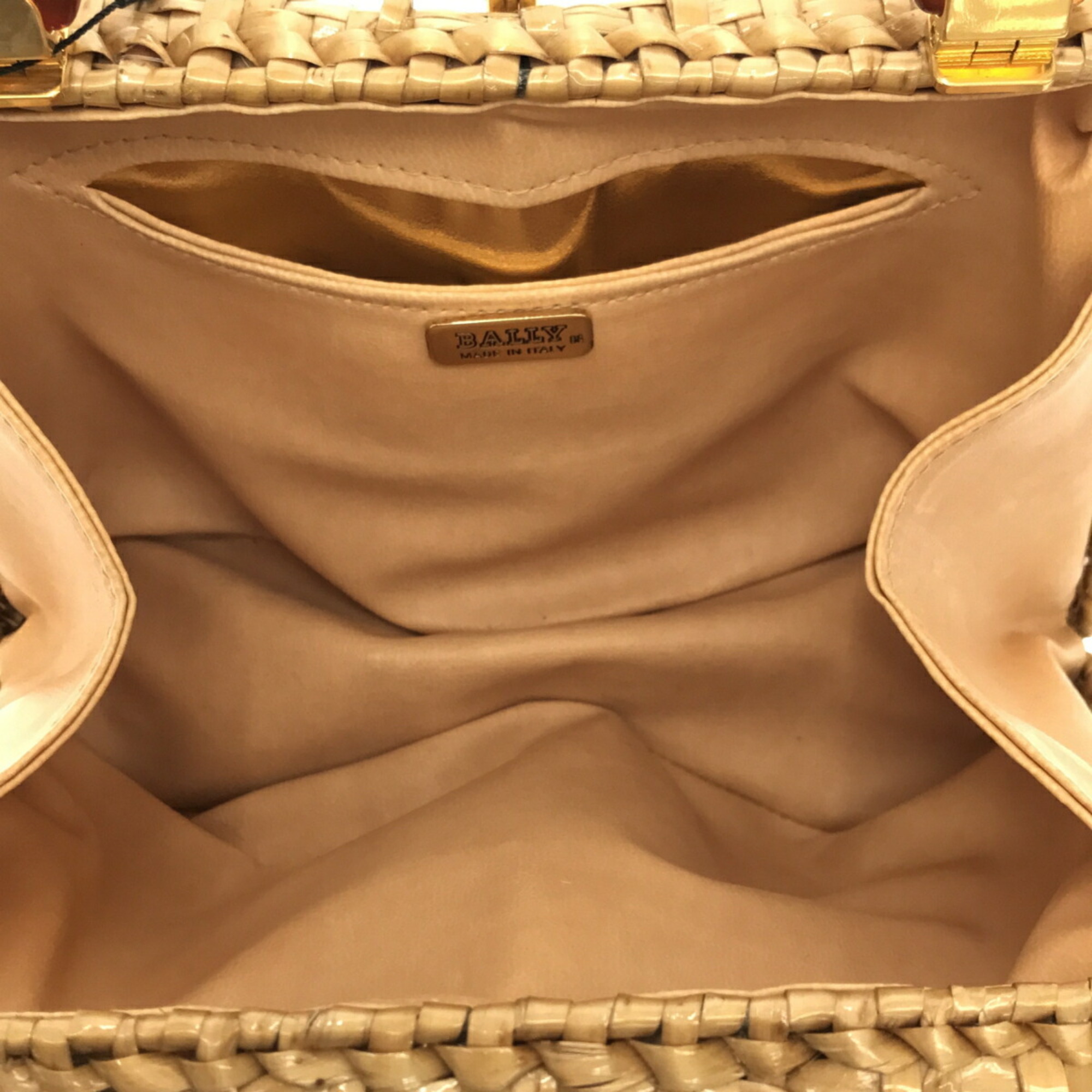 Bally Women's Straw Handbag Beige,Beige Gold