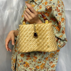 Bally Women's Straw Handbag Beige,Beige Gold
