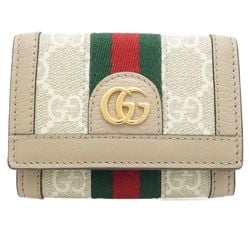 GUCCI Mini Wallet Ophidia 735099 Trifold Canvas x Leather White 083690