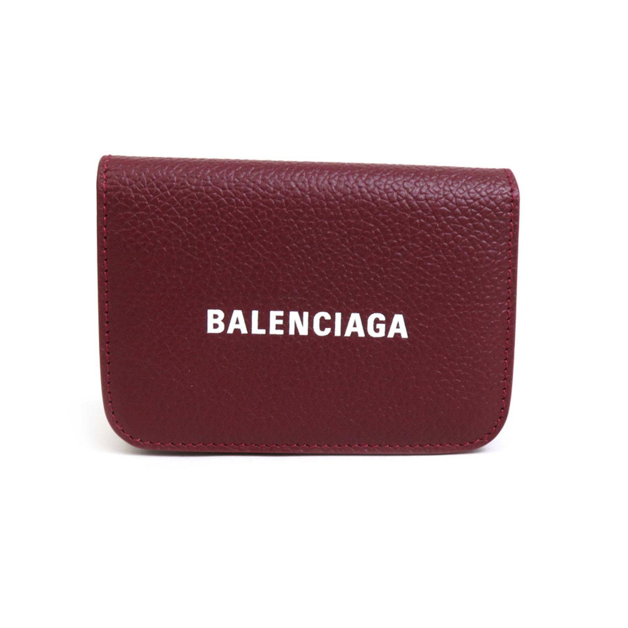 BALENCIAGA Trifold Wallet Leather Bordeaux Unisex