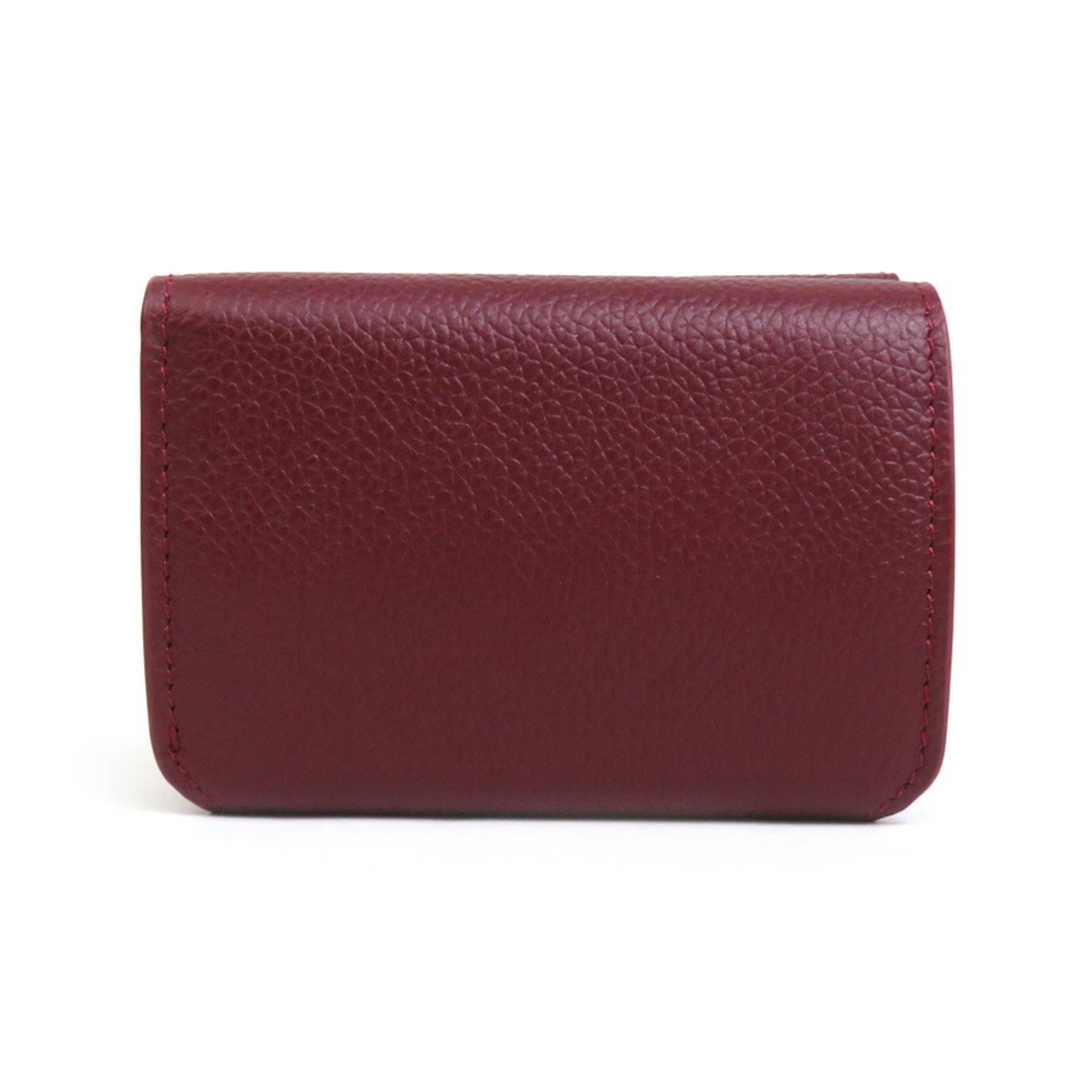 BALENCIAGA Trifold Wallet Leather Bordeaux Unisex